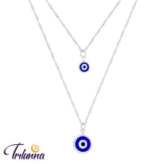 Gargantilha Olho Grego Dupla 10mm Prata