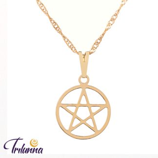 Gargantilha Pentagrama 15mm Dourada