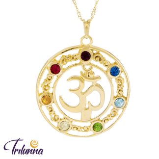Gargantilha Om/Chakras 30mm Dourada