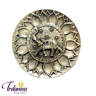 Incensário Redondo 10Cm - Elefante - Dourado