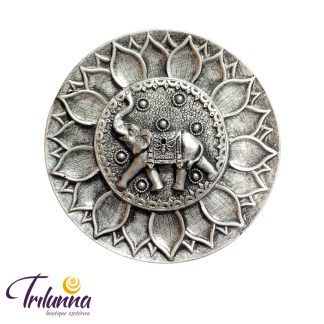 Incensário Redondo 10Cm - Elefante - Prata