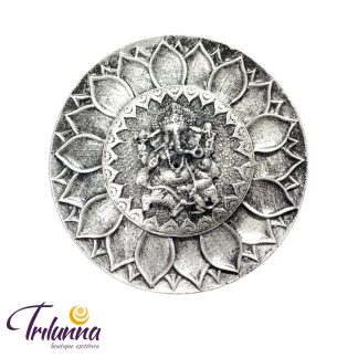 Incensário Redondo 10Cm - Ganesha - Prata