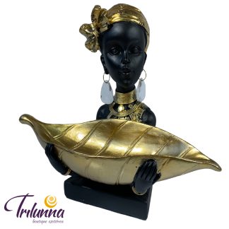 Estátua Decorativa 24Cm Mulher Africana