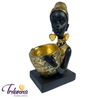Estátua Decorativa 24Cm Mulher Africana