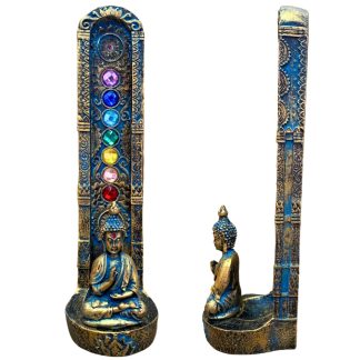 Incensário Torre 23cm Chakras Buda Bronze