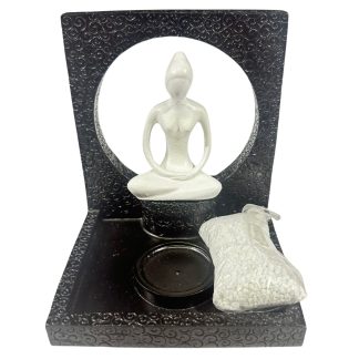 Incensário Quadrado Yoga Preto B C/Porta Vela