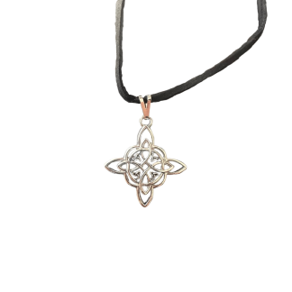 Gargantilha Nó de bruxa 33mm Prateado/Cordão