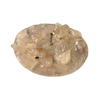 Incensário Redondo Resina com Pedra Quartzo Rosa