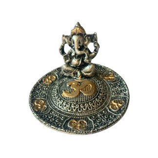 Incensário Pratinho Ganesha/Om Prata