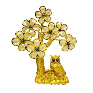 Árvore 23cm Olho Grego e Coruja Dourada