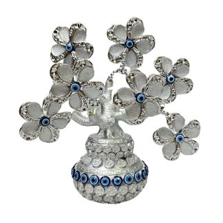 Árvore 23cm Olho Grego Saco Da Fortuna Prata