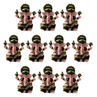 Ganesha 06cm Colorido Estátua Decorativa de Resina 10 Unidades