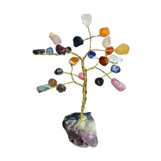 Árvore De Pedra C/ Arame 15cm 7 Chakras