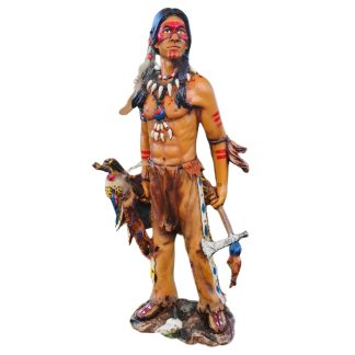 Estátua Índio Xamã 55cm Machado e Escudo Xamanismo Caboclo