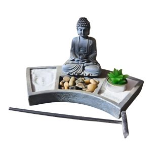 Jardim Zen 28cm Buda Tibetano Resina Decoração