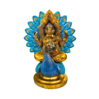 Ganesha 21cm Dourado C/Pavão Mod-B