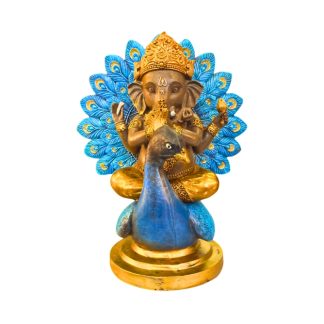 Ganesha 21cm Dourado C/Pavão Mod-C