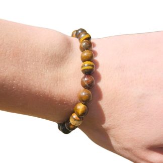 Pulseira De Pedra Olho De Tigre Bola N8