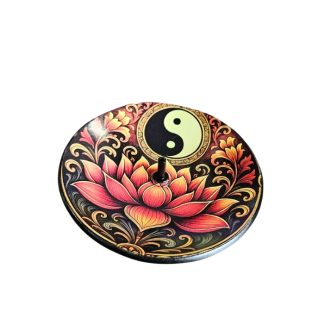 Incensário Vidro Bowl Ying Yang c/Flor de Lótus