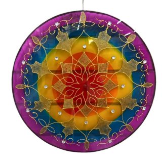 Mandala Vidro Abstrata Iris 50Cm