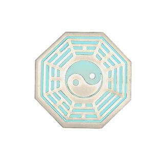 Bagua Vidro 06cm Branco Yin Yang Decoração