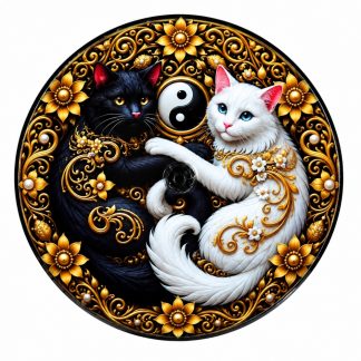 Incensário Vidro Bowl Gatos Yin Yang