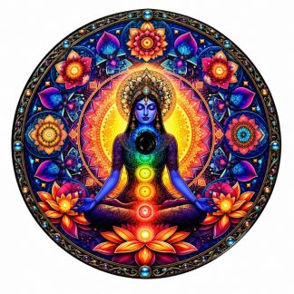 Incensário Vidro Bowl Mulher 7 Chakras Meditando