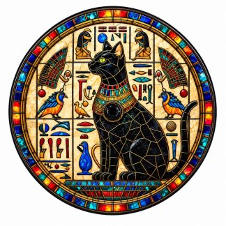 Incensário Vidro Bowl Bastet C/Hieróglifos