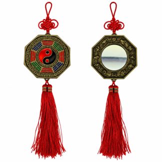 Bagua Metal 10cm Tira Vermelha Decoração