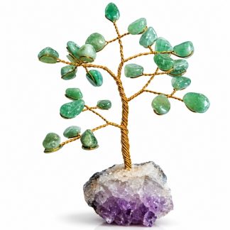 Árvore De Pedra C/ Arame 15cm Quartzo Verde