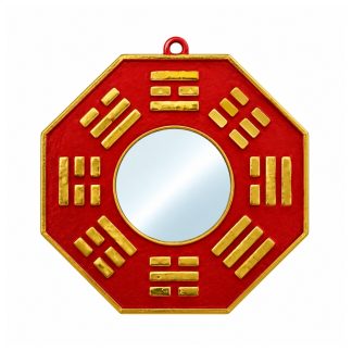 Bagua Resina 10cm Vermelho C/Espelho Decoração
