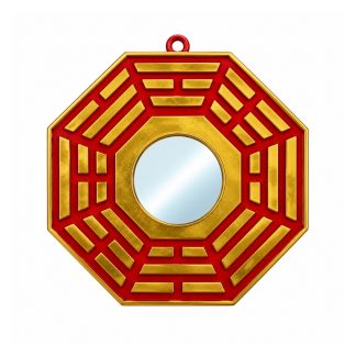 Bagua Resina 15cm Vermelho C/Espelho Decoração