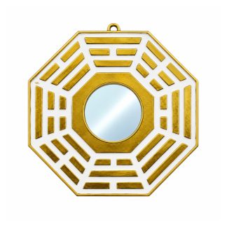 Bagua Resina 15cm Branco C/Espelho Decoração