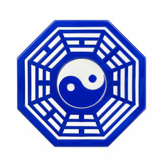 Bagua Vidro 11,5cm Azul Espelhado Yin Yang Decoração